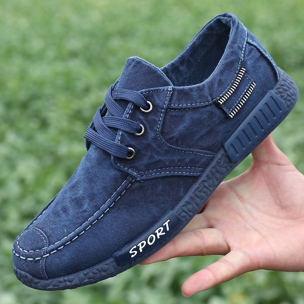 

canvas men shoes denim lace-up men casual shoes new 2019 plimsolls breathable male footwear spring autumn sneakers t200413, Black