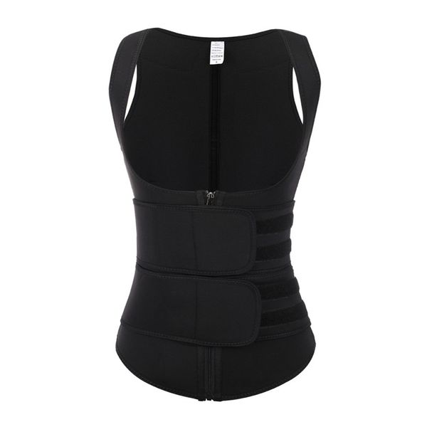

women waist trainer corset zipper hook shapewear double control body shaper tummy fat burning waist cincher, Black;gray