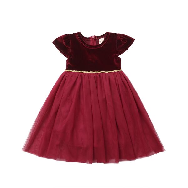 

christmas newborn toddler kid baby girl princess dress velvet patchwork tutu ball gown formal pageant party dresses xmas clothes, Red;yellow