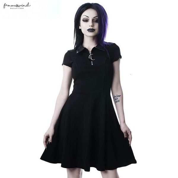 

aesthetic vintage pleated casual dresses evenging party dresses gothic elegant dress zipper solid patchwork ruffle vestidos drop shipping, Black;gray