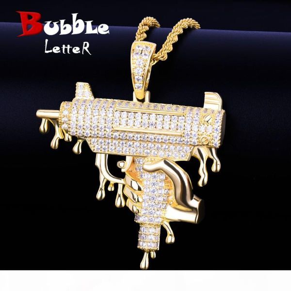 

рука холдинг капель gun форма ожерелье цвета золота iced out фианитами мужские хип-хоп рок jewelry 5x5.7cm, Silver