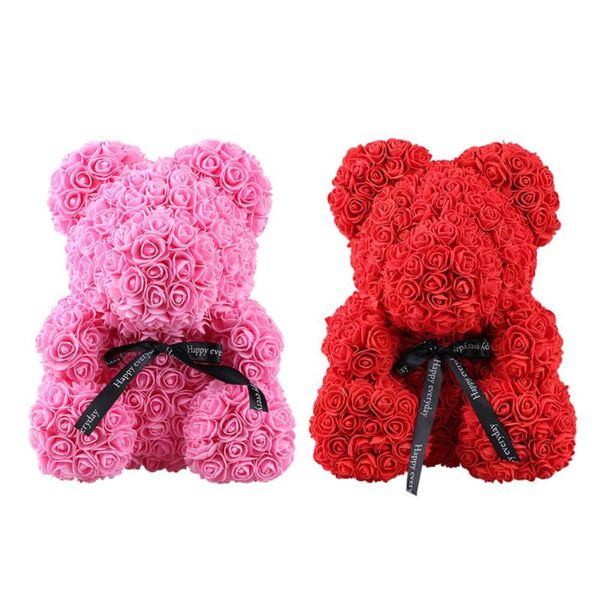 

pe artificial rose flowers bear wedding party decor valentine's day gifts
