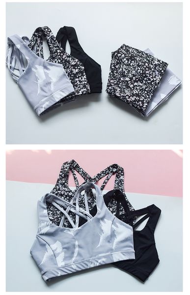 

ropa-де-йоги женщины упражнения бюстгальтер спорт strappy назад cross top высотное tight йога леггинсы цифровая печать tight, White;red