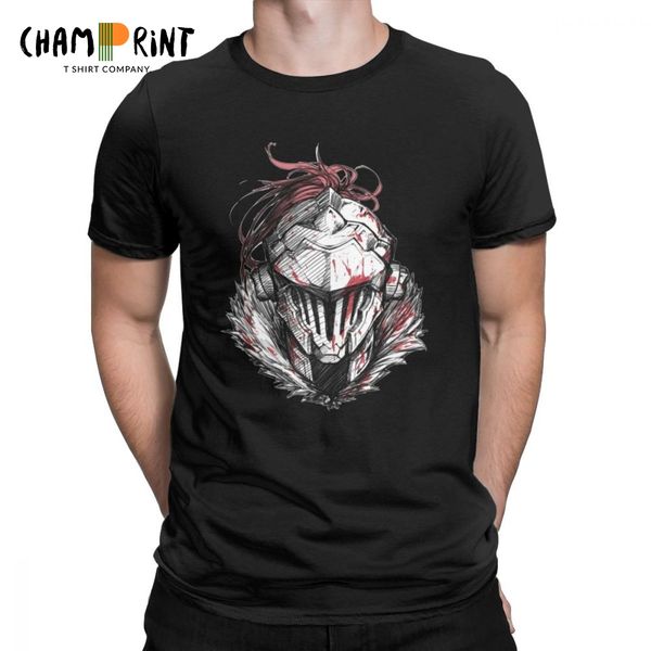 

leisure goblin slayer t-shirts for men round neck pure cotton t shirts short sleeve tee shirt printing clothes, White;black