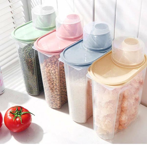 

4pcs large capacity airtight dry container durable cereal storage box 2.5l