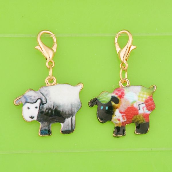 

diy metal dangle enamel color sheep lamb charms with clasp pendants for bracelet/necklace/earring jewelry making charm, Bronze;silver