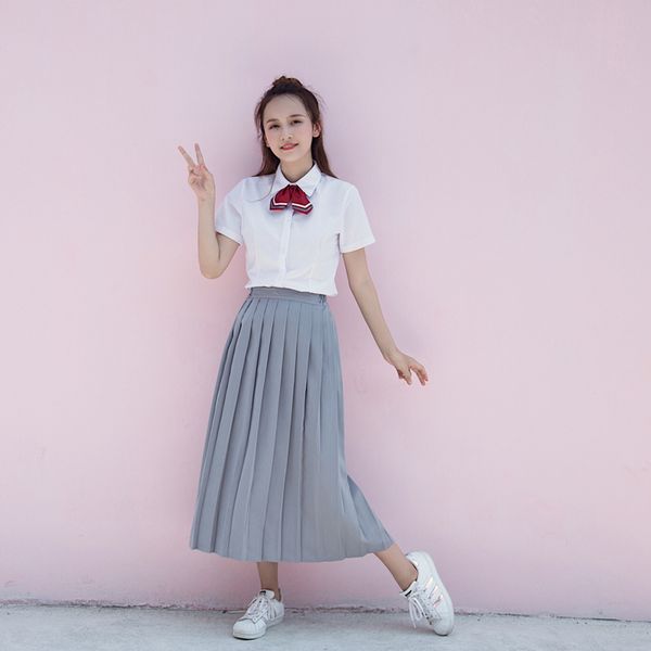 

корейская школьная форма девушка женщина младший старший старшеклассники колледж стиль белая рубашка брюки костюм класс униформа h2431, White