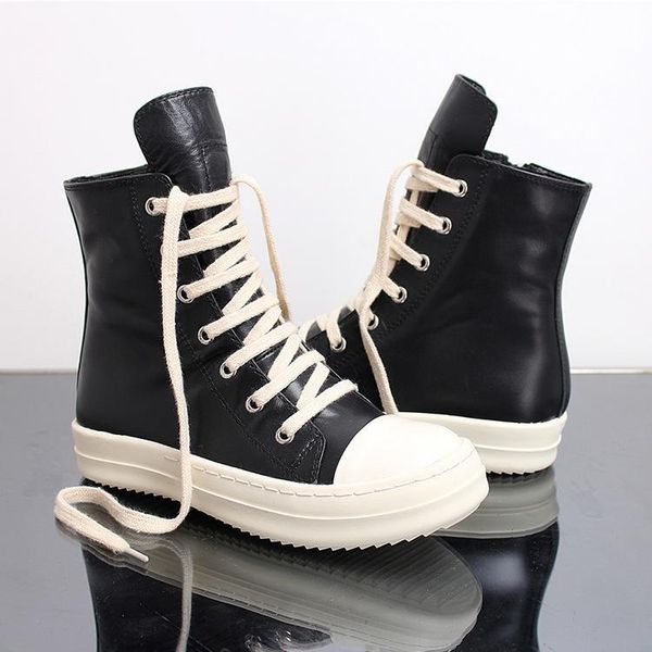 

1street hip hop sneakers dancing casual rock shoes wax leather canvas ankle boots classic lace up high shoes men sneakers 01, Black