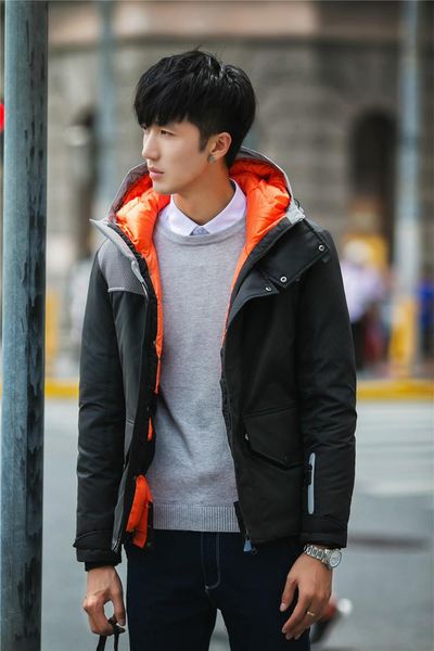 

outside coat winter down jacket short hoodied coat for men short thickening mens winter coats hooded clothes with 4 colors 3xl, Black