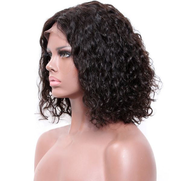 

360 lace front human hair wigs with baby hair brazilian remy hair short curly bob wigs for women, Black