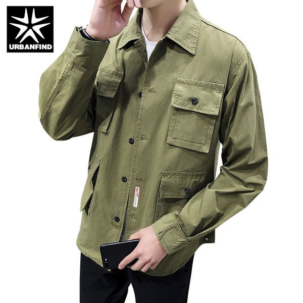 

urbanfind style men casual thin jacket spring autumn clothing man long sleeve shirts size m-3xl, Black;brown