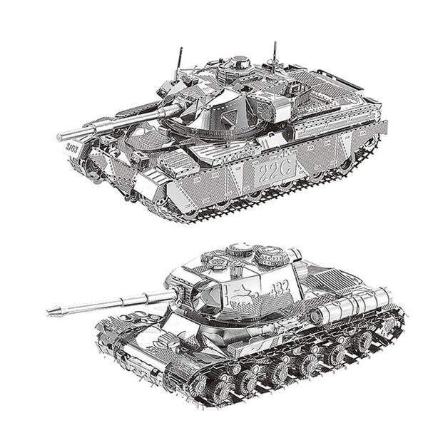 

2pcs set hk nan yuan 3d metal puzzle js-2 tank and chief tank mk50 diy laser cut puzzles jigsaw model toys for kids gift y200421