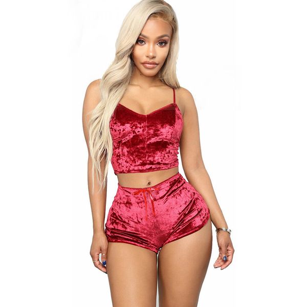 

2019 новый дамы бюстгальтер set velvet дамы пижамы главная sexy v-образным вырезом золото diamond velvet sexy трехточечная cute girl белье s, Red;black