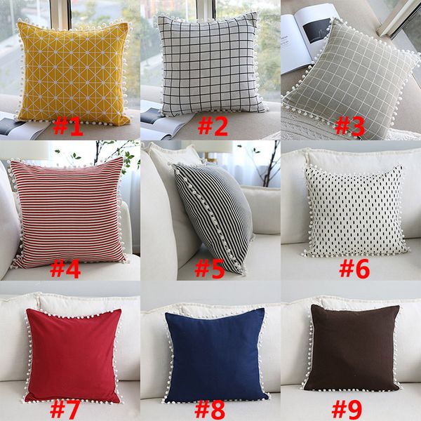 

geometric pillow covers cushion cover cotton linen square pillowcase cushion cover home office sofa car decoration 17 color fwx9-1266