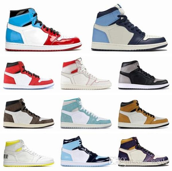 

mens women basketball shoes 1s obsidian unc fearless first class flight phantom turbo green 1 backboard shadow sport sneakers des chaussures, White;red