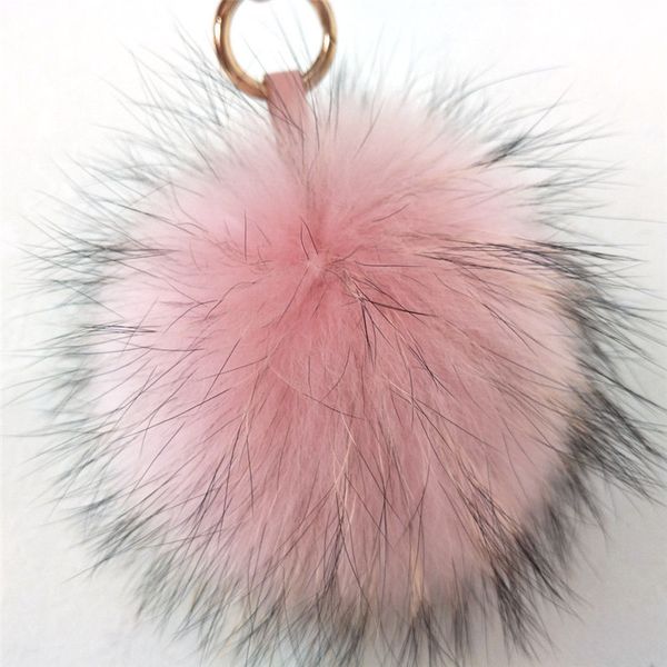 

Women Fluffy 15cm Real Raccoon Fur Ball Keychain Fur Pompom Key chain Keyring Bag Charm Car Pendant Accessories
