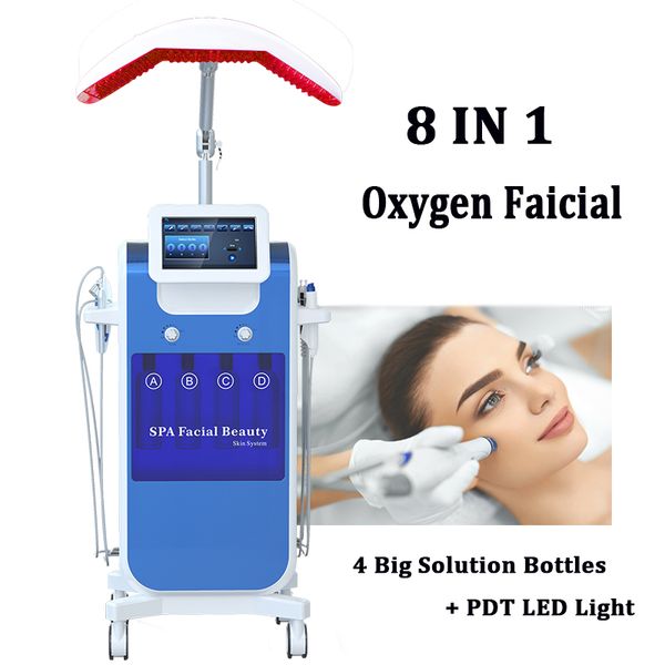 

8 in 1 auqa oxygen jet spray machine microdermabrasion hydro peel hydrafacial dermabrasion oxygen facial equipment, Black;white