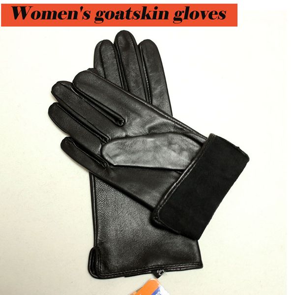 

goatskin gloves women' thin section sheepskin touch screen unlined single-layer riding driving leather gloves ing, Blue;gray