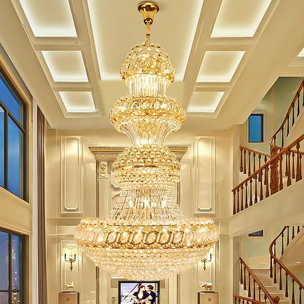 Lampadari di cristallo europei moderni Luci apparecchio Lampadario americano a luce LED Big Long Hotel Illuminazione per interni domestici Dia80cm / 100cm / 120cm