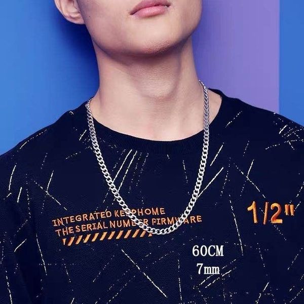

hiphop mens necklace halter accessories hip hop pendant cool fashion brand all-match chain no pendant titanium steel student, Silver