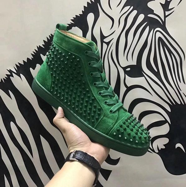 

green luxury designer classical designers shoes red bottom luxury shoes fashion brand studded spikes flat luxury shoe 7 colors c23, Black