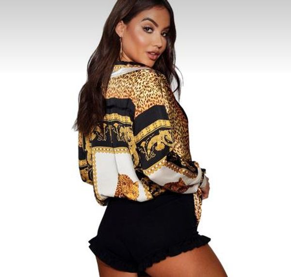 

a new autumn blouse with long sleeves and leopard printed shirts for european and american ladies in 2019, White