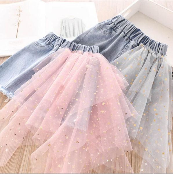 

2020 new wholesale girls patchwork denim skirt summer fashion girls skirts 2-7 years ho598