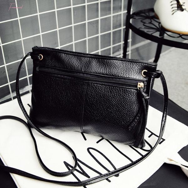 

fashion women small handbag solid leather cross body bags black silver shoulder messenger bag