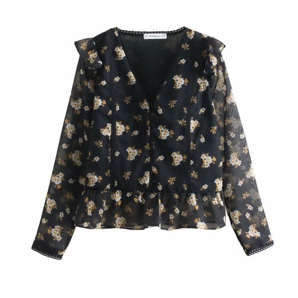 

fashion women printed bb50-9163 european and american fashion lace stitching smock, White