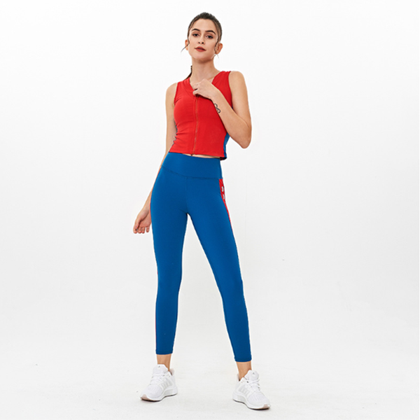 

2020 yoga sets women fitness yoga suits high waist leggings+bra pads set running sportswear pants, White;red