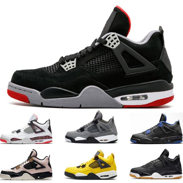 

высокое качество 4 4s разводят мужчин баскетбольные кроссовки для женщин классический черный кот белый цемент черная камедь черная пиццерия