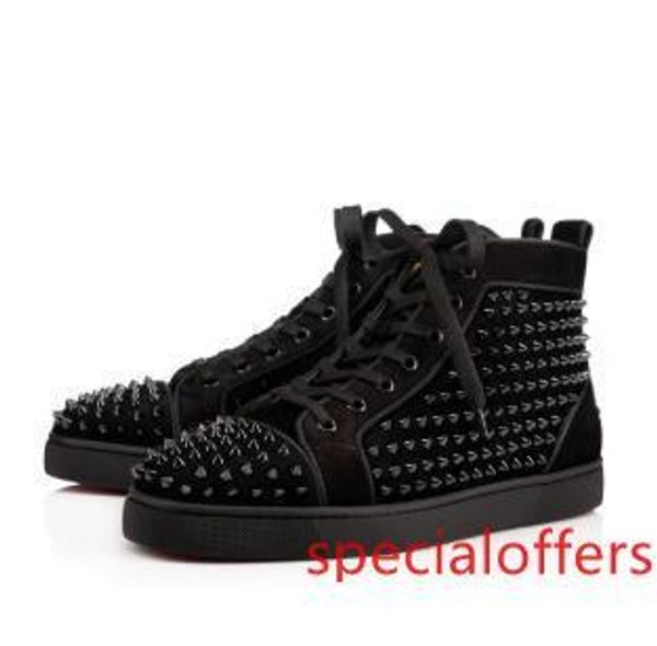 

perfect high studs red bottom sneakers shoes women,men popular designer brand louisflats spikes casual shoes luxury walking, Black