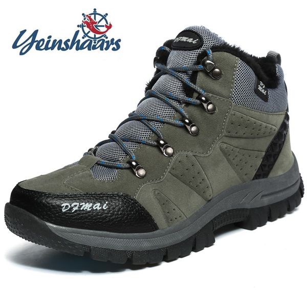 

mens shoes casual luxury snow boots men winter warm shoes man safety leather men's ankle boots outdoor tooling botas size 47 48, Black