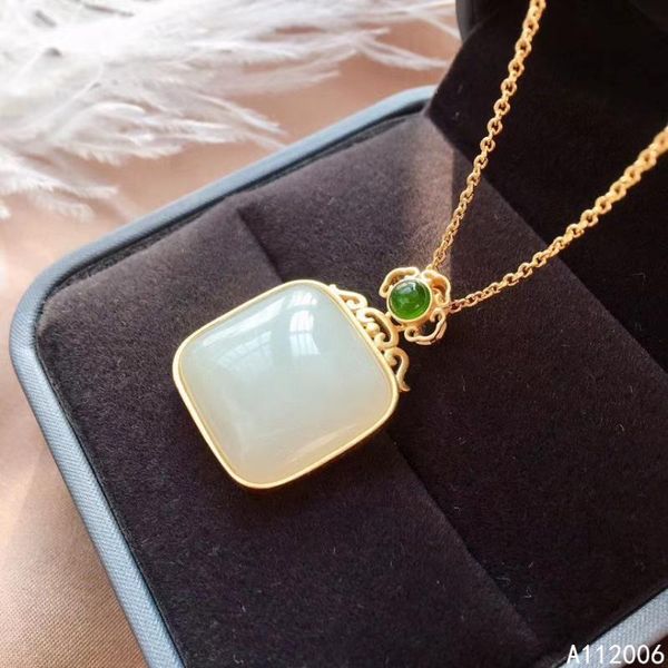 

kjjeaxcmy fine jewelry 925 silver inlaid natural white jade jasper gemstone necklace ladies pendant support check