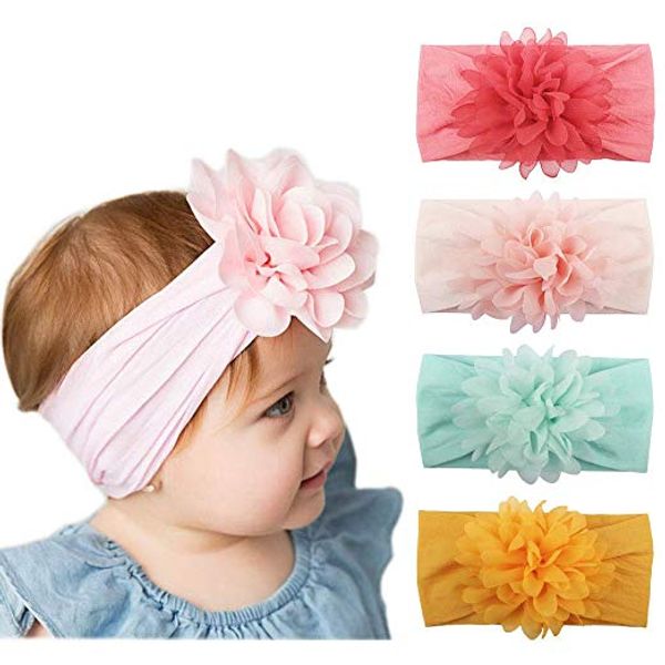 

baby head wrap chiffon flowers newborn infant soft nylon headbands hair accessories for girls kids toddler childrens christmas gift m838f