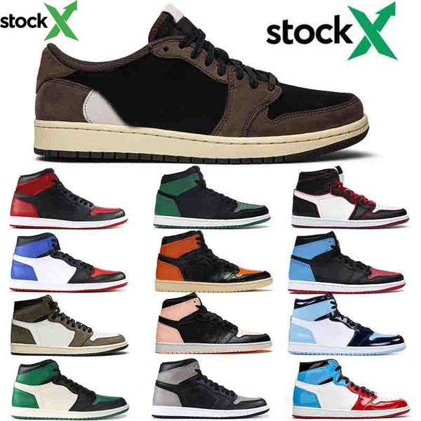 

basketball shoes for mens high og stock x 1 1s womens trainers travis scotts pine green unc chicago fashion brand sneakers, Black