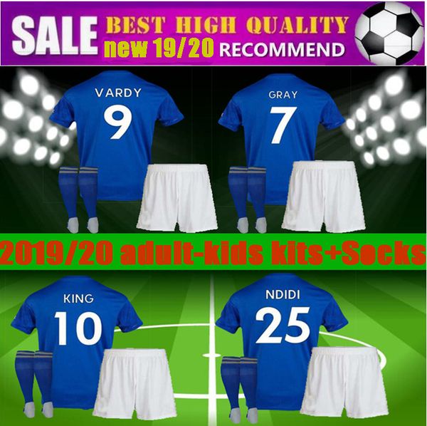 

New 2019 2020 child leice ter kid men city occer jer ey 19 20 home gray vardy king okazaki blue jer ey football kit hirt
