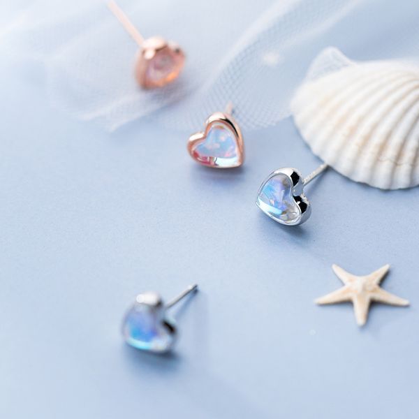 

multicolor opal сердце серьги стержня серебра 925 ювелирные изделия любовь шарма серьги для женщин партии помолвки девочек женских аксессуар, Golden;silver
