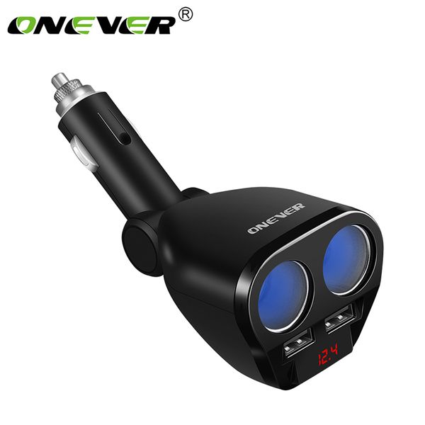 

onever 5v/3.4 a 120w car cigarette lighter socket splitter hub power adapter with dual usb charger car kits dvr gps mp3 12v-24v