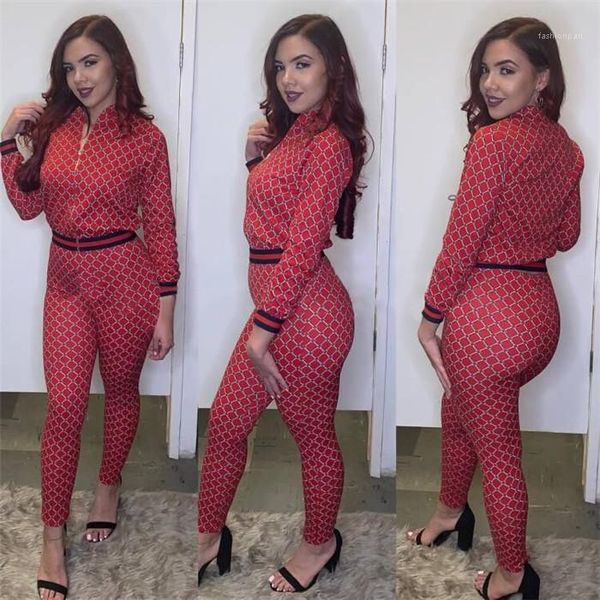 

designer 2pcs pants striped print long sleeve female clothing fashion style casual apparel womens spring, White