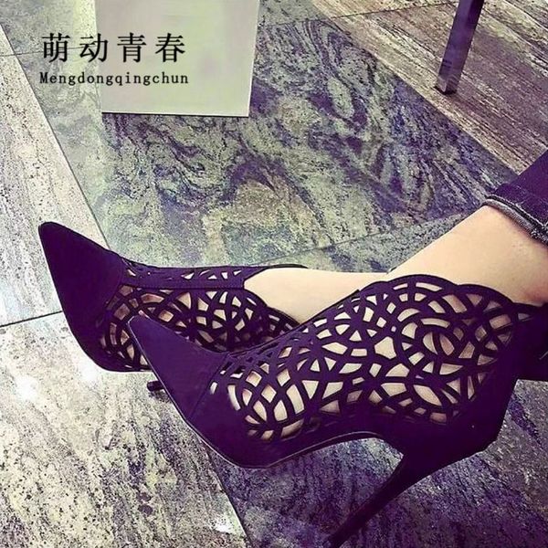 

women boots high heeled opinted toe hollow out black shoes thin heels cool boots summer fashion short ankle booties