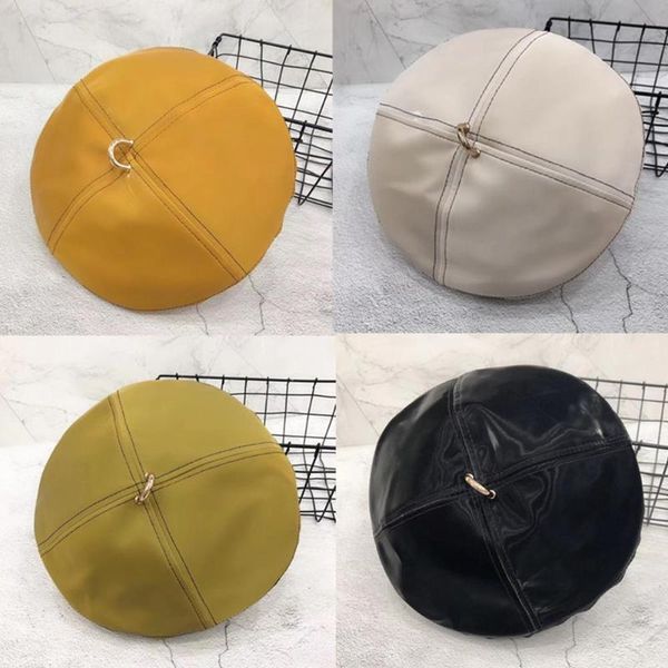 

dishykooker women fashion pu hat octagonal beret british style painter autumn winter all