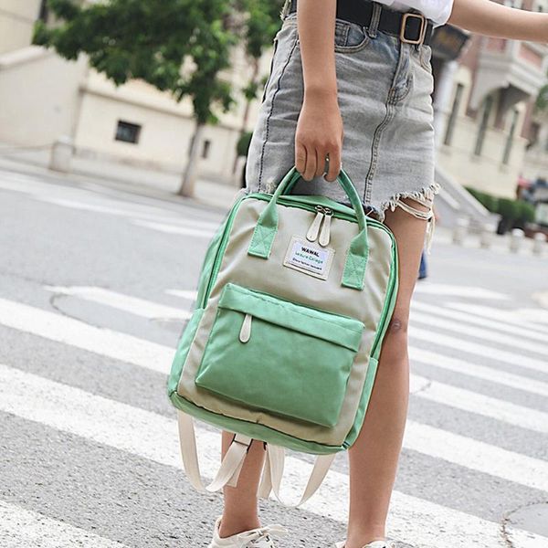 

solid backpack school travel bag double shoulder bag multi-function large capacity canvas backpack women mummy backpacks #f5