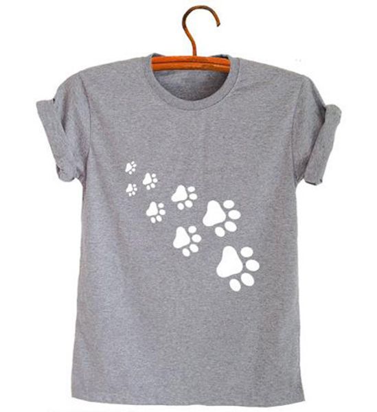 

cat paws print women tshirt cotton casual funny t shirt lady ruched tee hipster gray black white drop ship z 326
