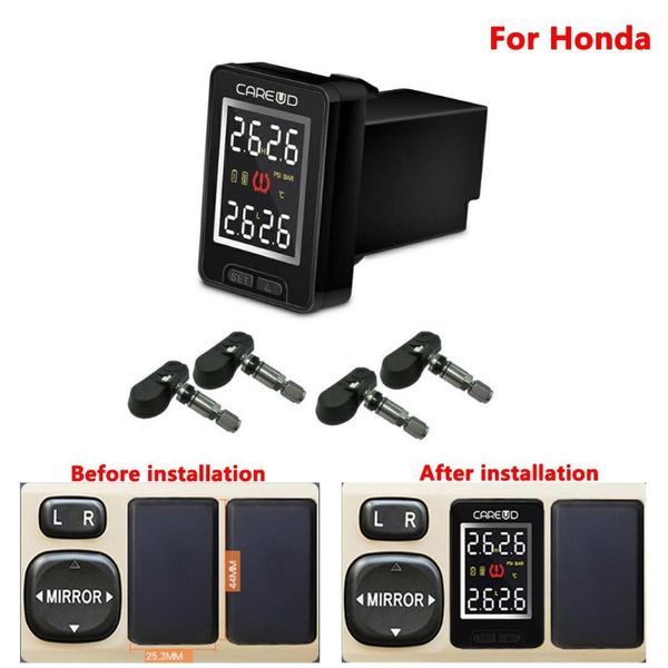 

u912-tj for car wireless tpms tire pressure monitoring system built-in sensor lcd display embedded monitor