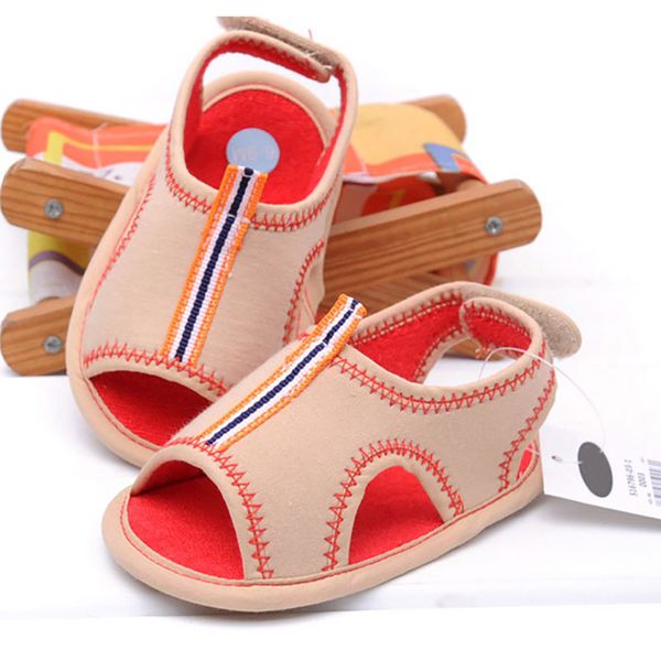 

kids boys shoes sandals toddler baby boys girls cotton breathable soft sole sandals summer children infant anti slip beach shoes, Black;red