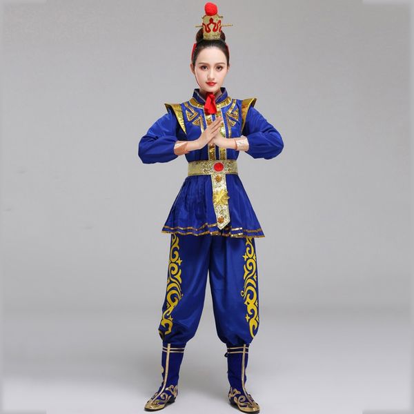 

classical drama dance costume opera blue women stage performance wear hua mulan cosplay apparel ancient soldier outfit, Black;red