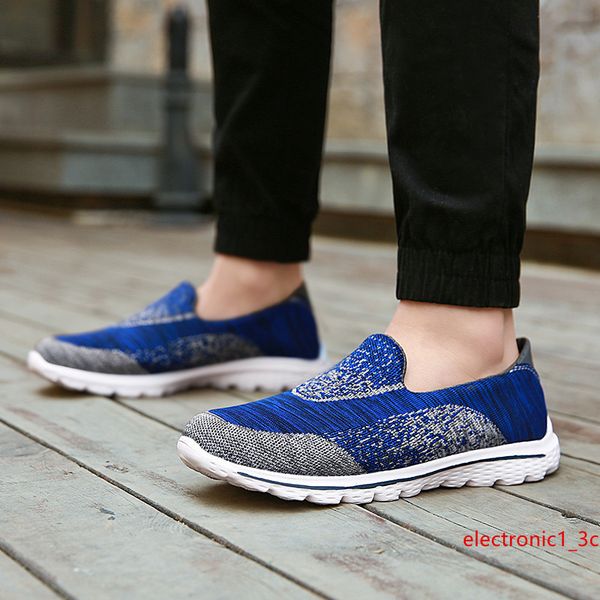 

dark red spring/summer men shoes couple walking shoes breathable soft fly woven lovers sporting lightweight flats slip-on shoe