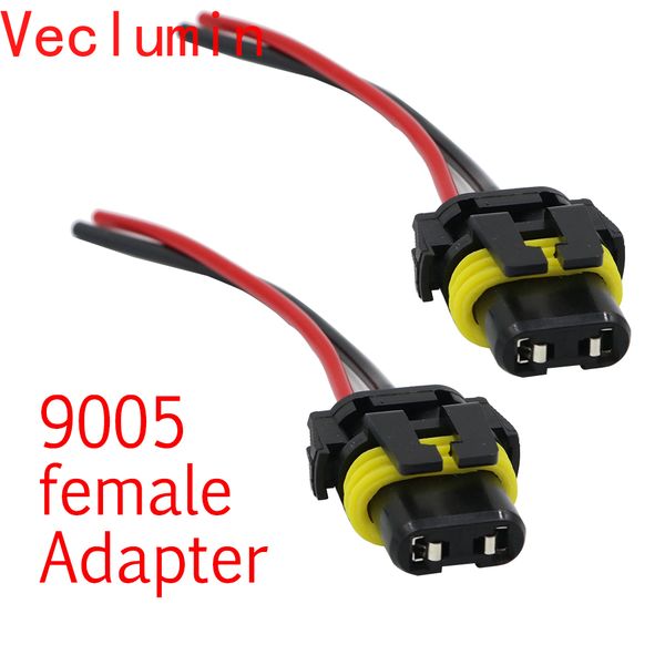 

2pcs universal power cord 9005 hb3 h10 female adapter wiring harness sockets cable for headlight fog led light bulb