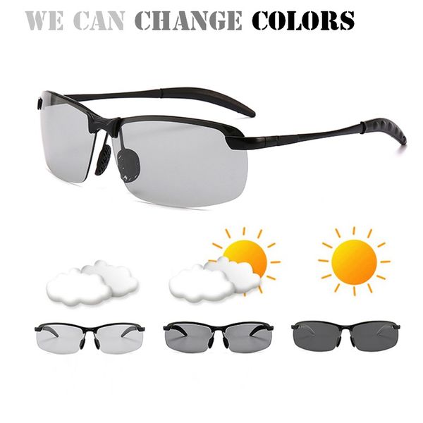 

pchromic sunglasses men polarized driving chameleon glasses male change color sunglasses day night vision driving eyewear, White;black